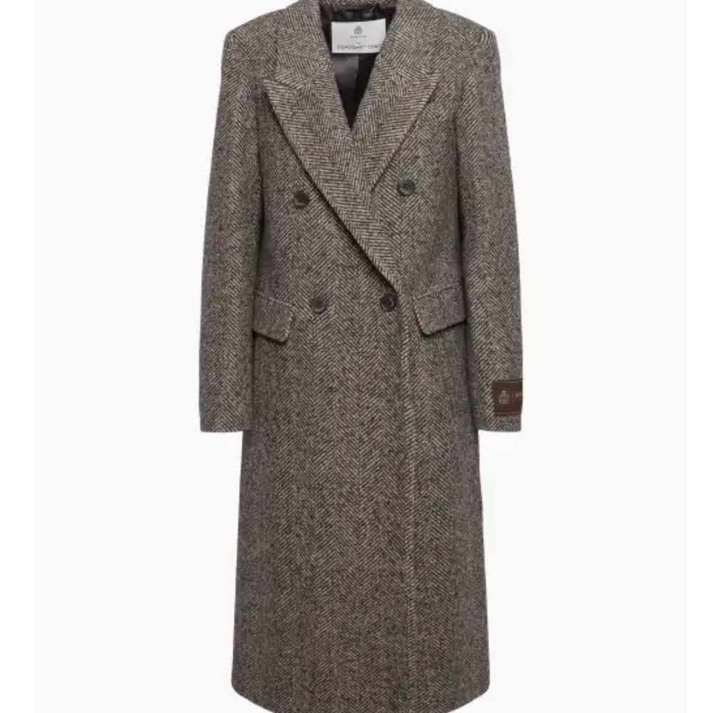 Aritzia Babaton Constant Coat Herringbone in Brown